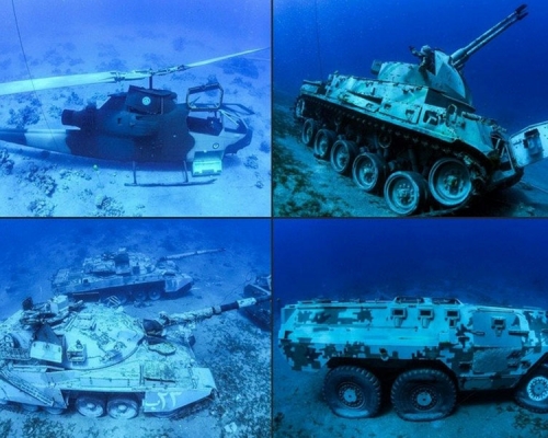 亚喀巴新增旅游景点──海底军事博物馆。（网图）