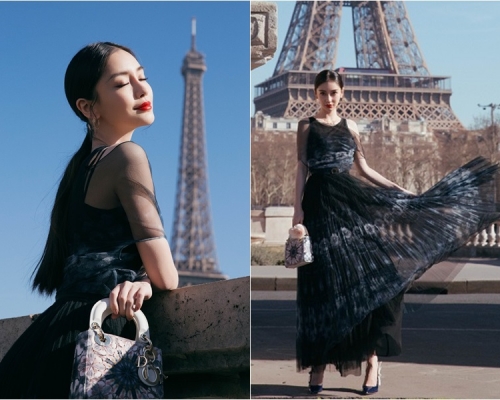 Angelababy在巴黎提早慶祝生日。