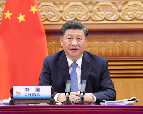 習近平以視象形式出席G20峰會。新華社