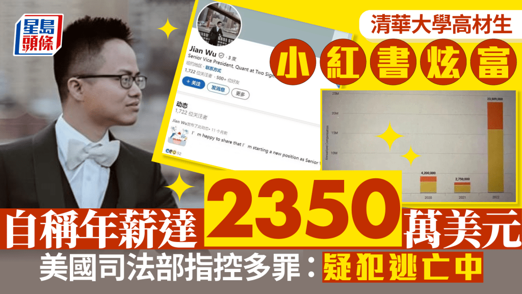 清華學霸曝光年薪近2億引調查  美司法部：被控多罪在逃中