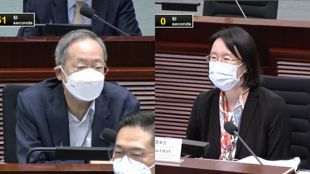 新民黨立法會議員黎棟國(左)及財經事務及庫務局副秘書長(財經事務)1 陳詠雯。