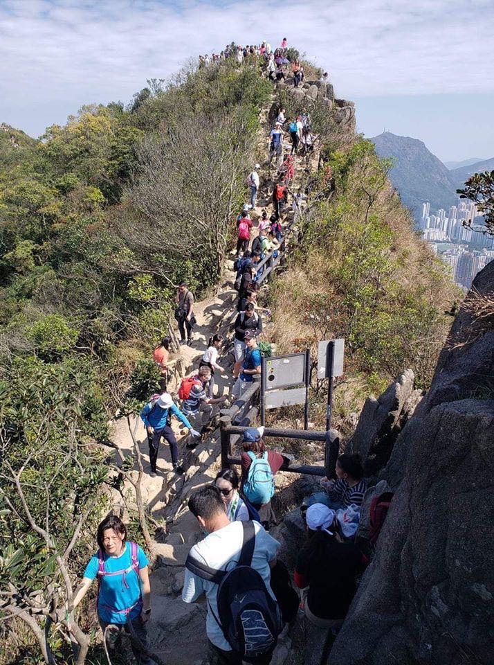 大欖涌水塘行山路綫近期經常出現人龍。(行山group圖片)