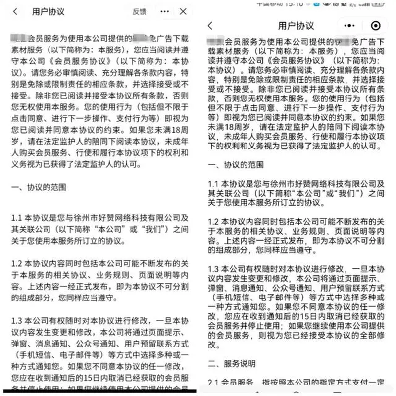 多個社交平台宣傳的AI軟件都是由同一家公司提供技術。圖為其用戶協議。 網圖