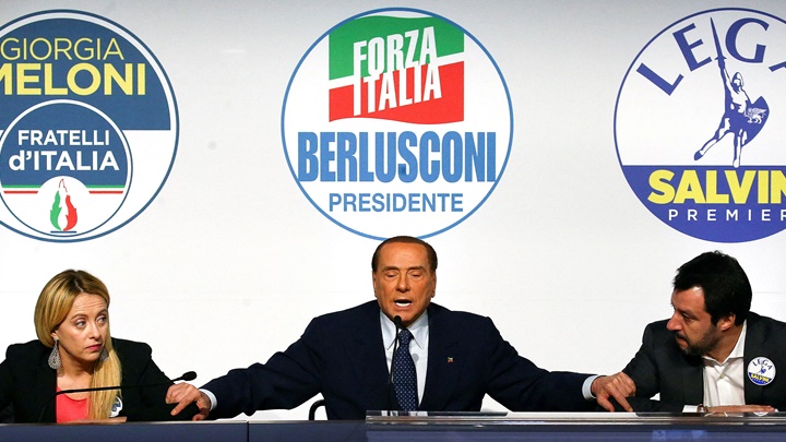 梅洛尼曾與貝盧斯科尼等選舉對手進行辯論。路透社資料圖片