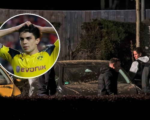 警方調查爆炸案。(小圖)馬斯巴查右腕證實骨折。AP