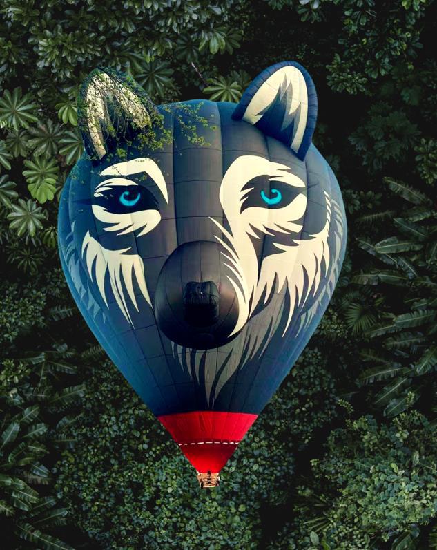 來自英國的Winy the Wolf熱氣球。 來自英國的Winy the Wolf熱氣球。