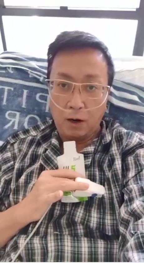 劉少君為確診新冠肺炎病患者打氣，並籲市民多吃保健食品增強免疫力。