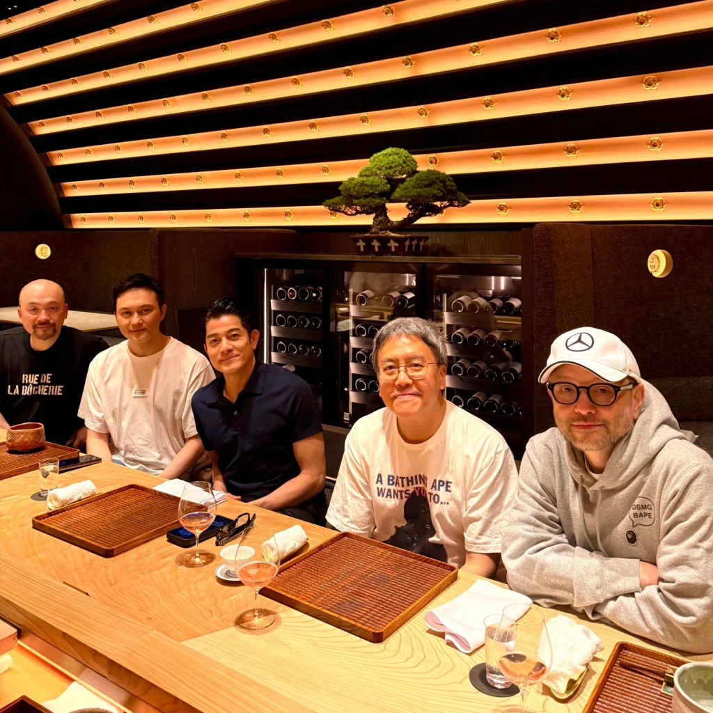 張智霖、郭富城、沈嘉偉近日聚會，曝光歎高級日本料理。