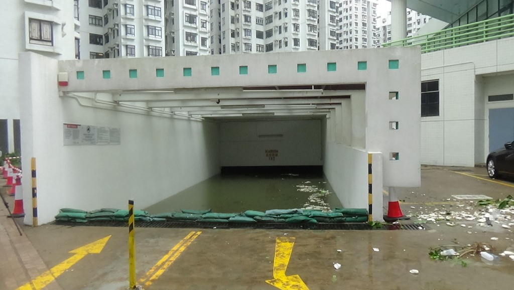天鴿襲港期間導致杏花邨等地方嚴重水浸。資料圖片