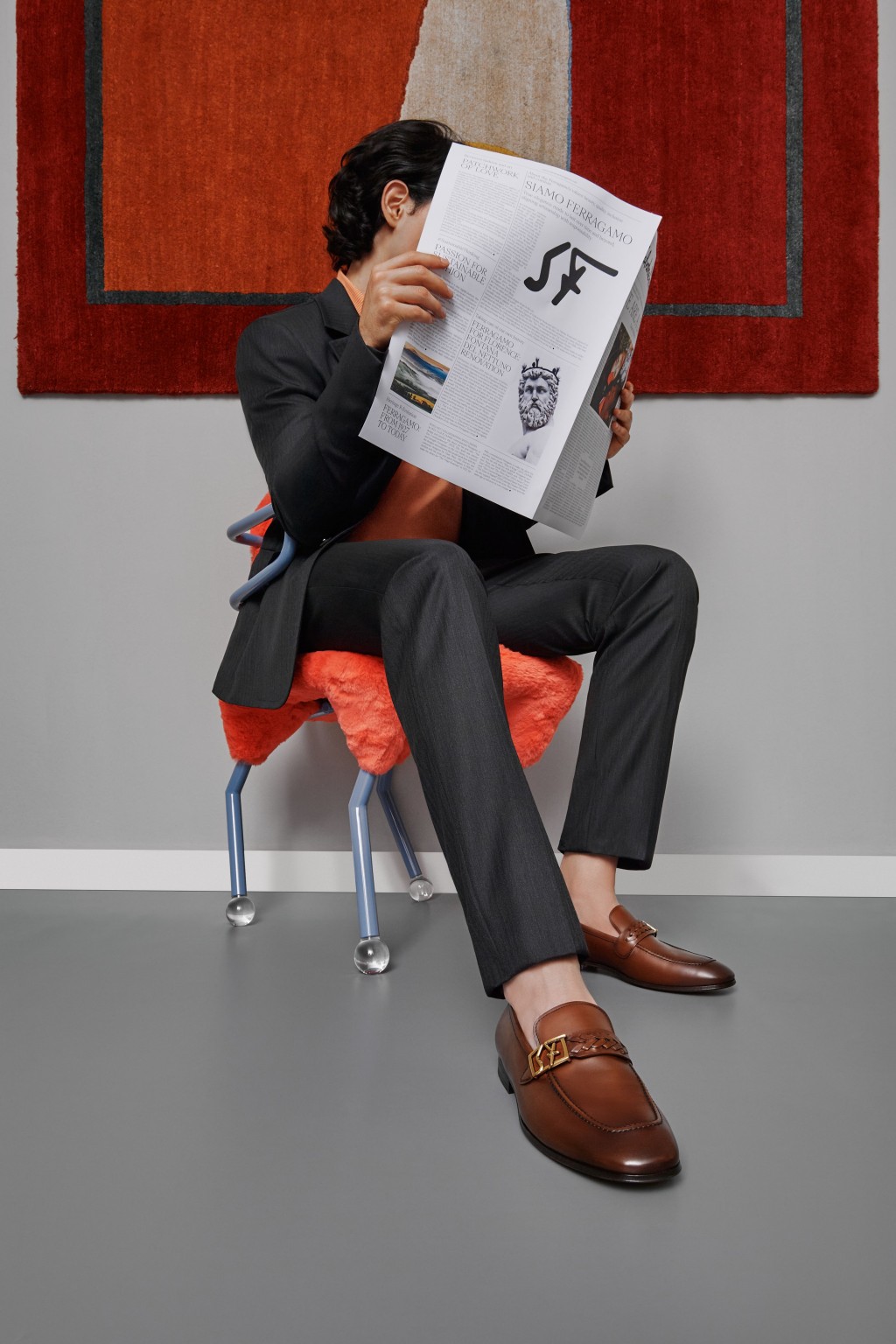 SF Logo Leather Moccasin/$7,200。