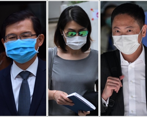 3名被告:曹貴子(左)、陳麗兒(中)及陳毅凱(右)