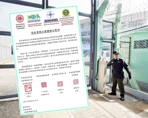 懲教署職方團體發出聯合聲明(小圖)。