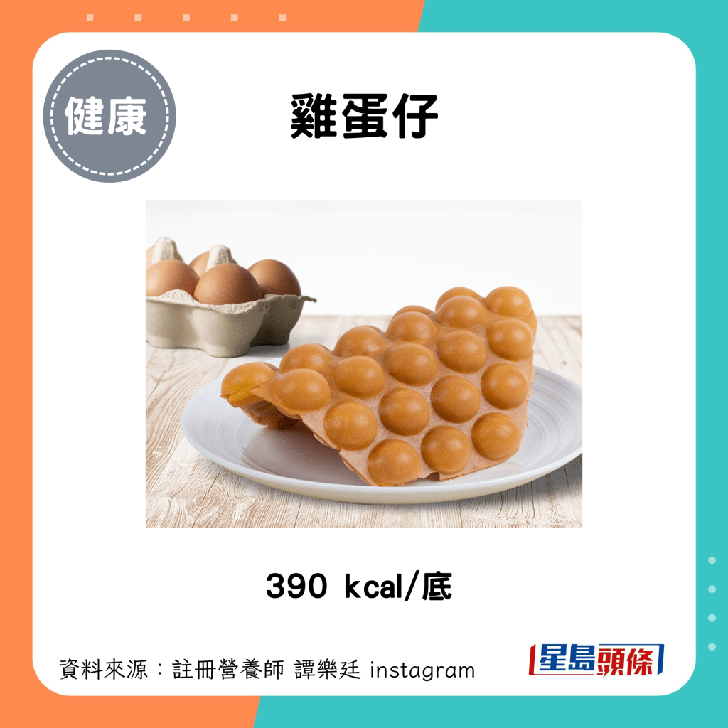 雞蛋仔：390 kcal/底