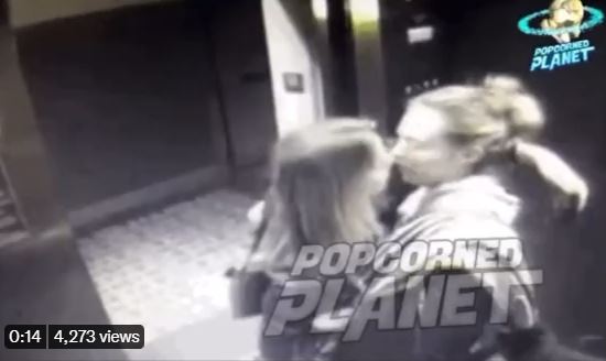 今日外國網站上載安柏與超模Cara電梯內激吻影像。（網上圖片）