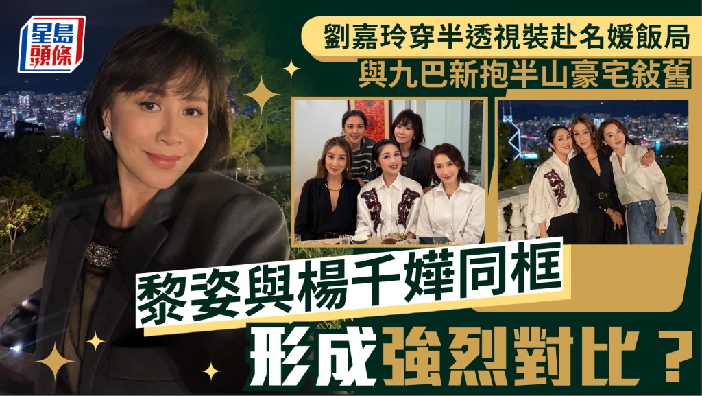 劉嘉玲穿半透視裝與九巴新抱半山豪宅敍舊  大晒無敵夜景  黎姿與楊千嬅同框形成強烈對比？