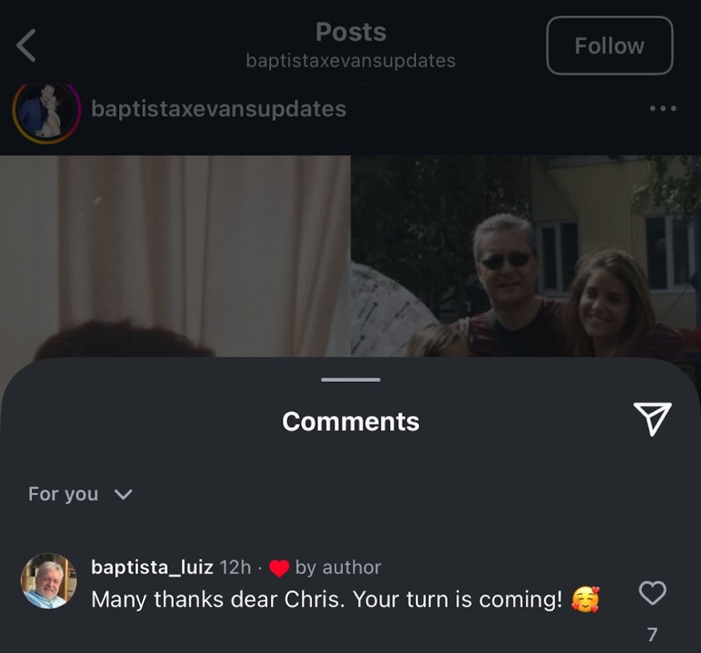 結果Alba爸爸誤會是女婿發帖,並回應指很快輪到基斯。 結果Alba爸爸誤會是女婿發帖,並回應指很快輪到基斯。
