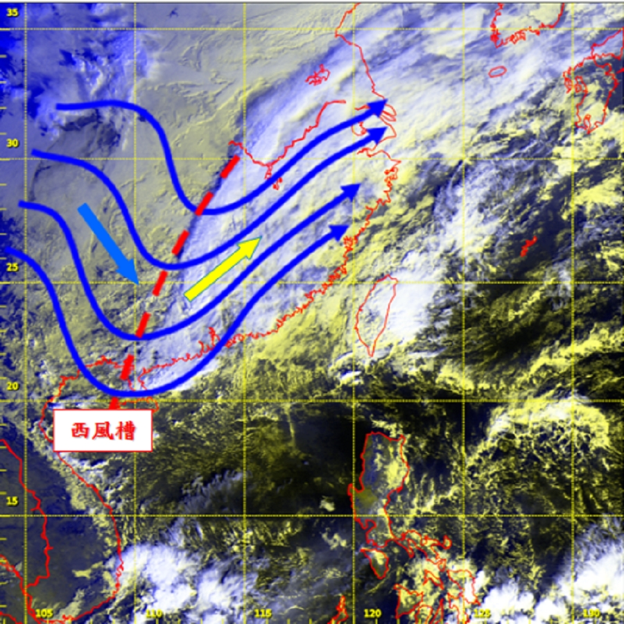 相同時間的可見光及紅外光合併衛星雲圖。天文台圖片