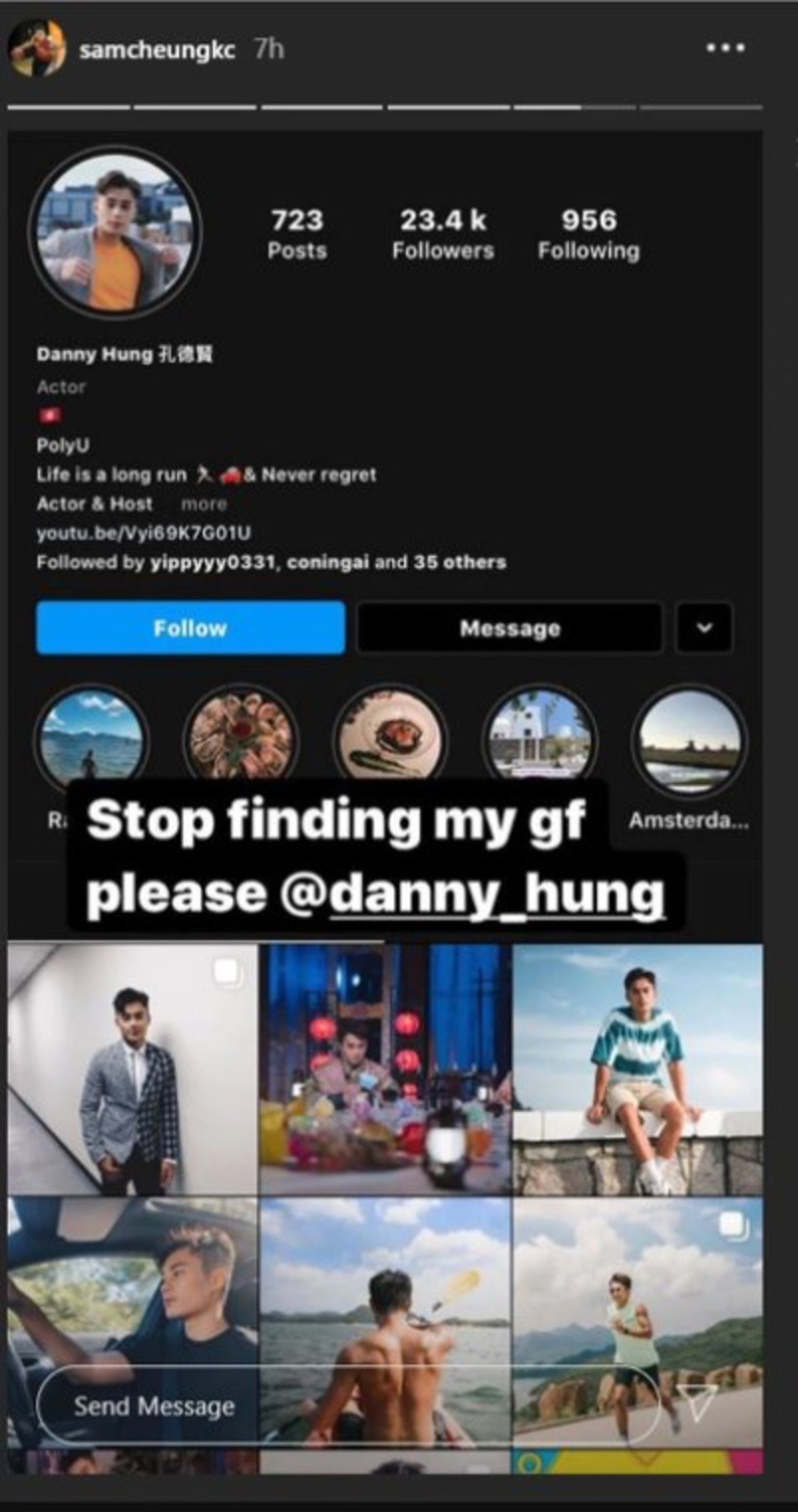 Sam曾在網上公開警告孔德賢（Danny）不要再找他女友。