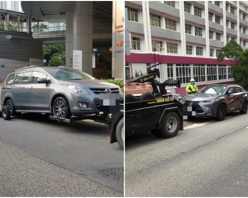 荃灣警區一連兩日於區內打擊違例泊車。警方圖片