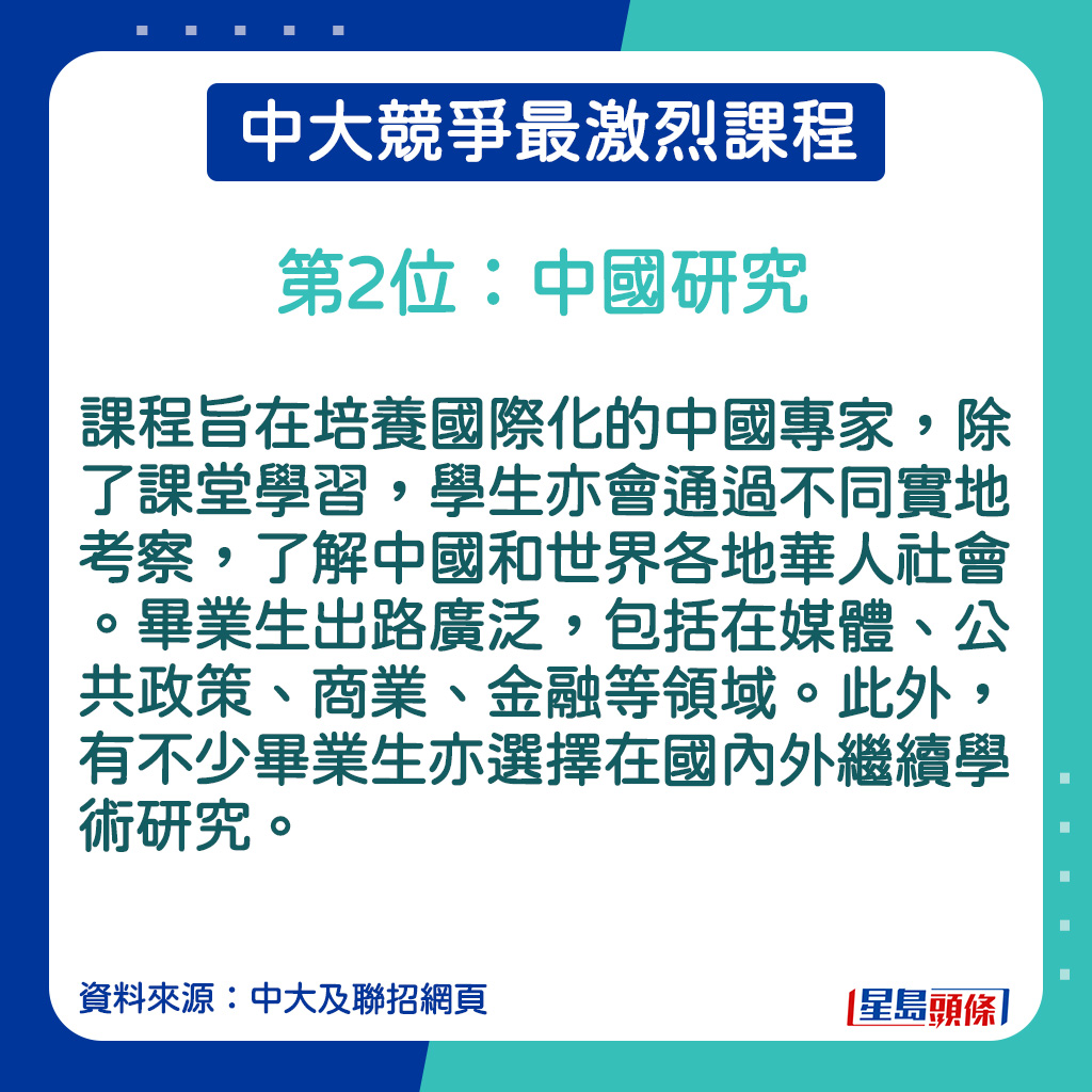 中国研究的课程内容。