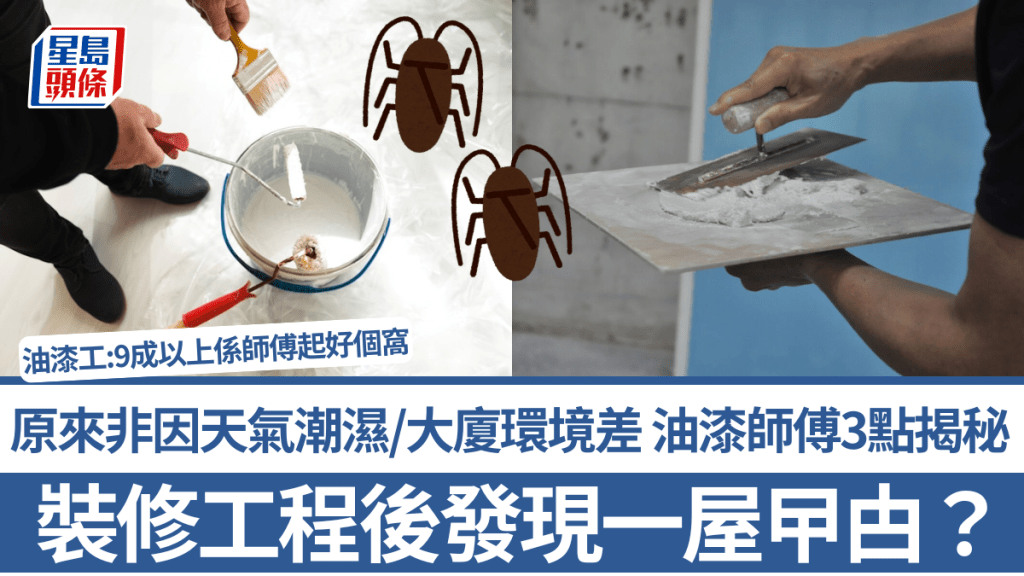 裝修工程後發現一屋曱甴？原來非因天氣潮濕/大廈環境差 油漆師傅3點揭秘：9成以上係師傅起好個窩！