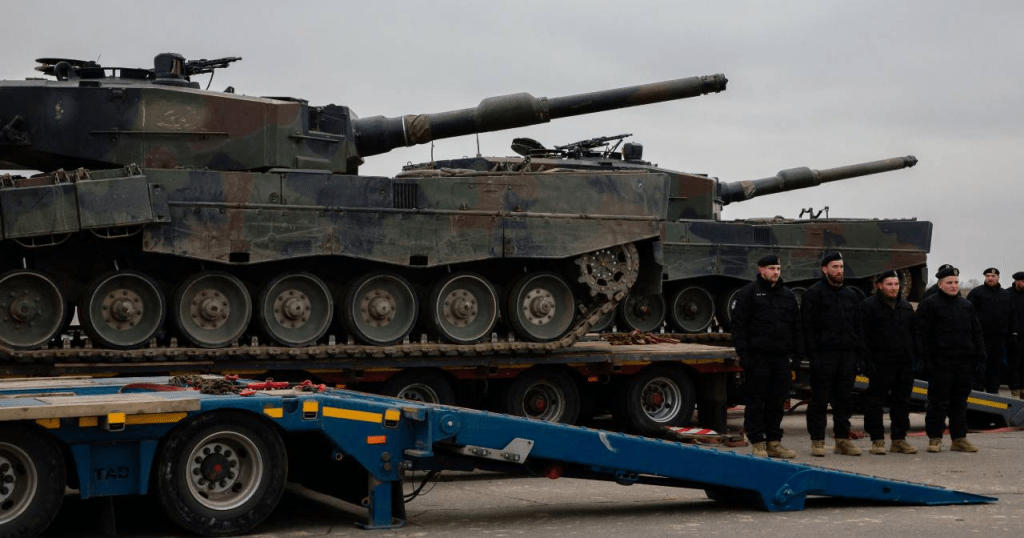 一批豹2主戰坦克，上月下旬由波蘭送抵烏克蘭。路透社