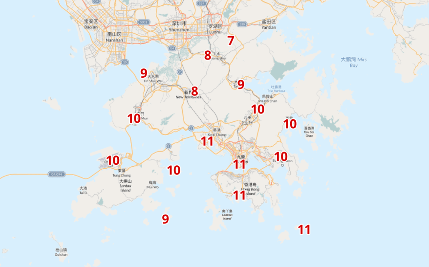 下周日（18日）多區跌穿10度。（天文台網站）