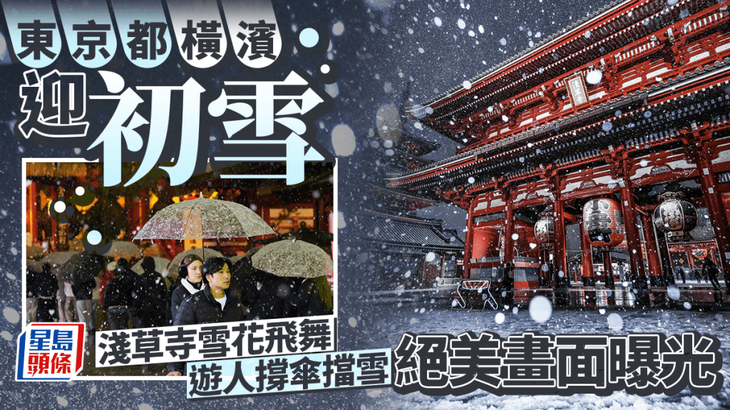 日本东京都横滨下初雪 浅草寺雪花飞舞 绝美画面曝光
