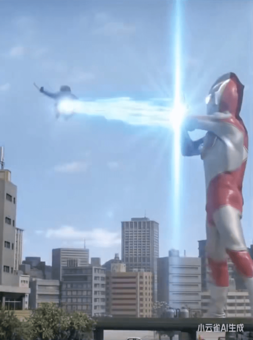 畫面中「超人吉田」將高市早苗擊倒甚至施放必殺技轟爆。X@okidokidokia 畫面中「超人吉田」將高市早苗擊倒甚至施放必殺技轟爆。X@okidokidokia