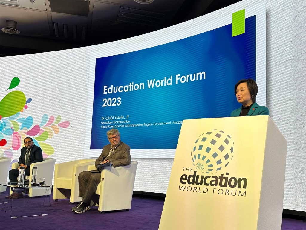 蔡若莲早前出席伦敦世界教育论坛。资料图片