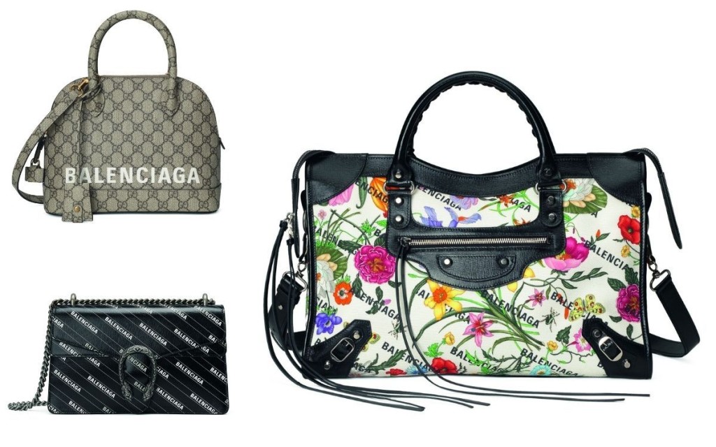 GG Marmont、Balenciaga Neo Classic等经典袋款，交替换上熟悉的Logo及图案，别具一格。