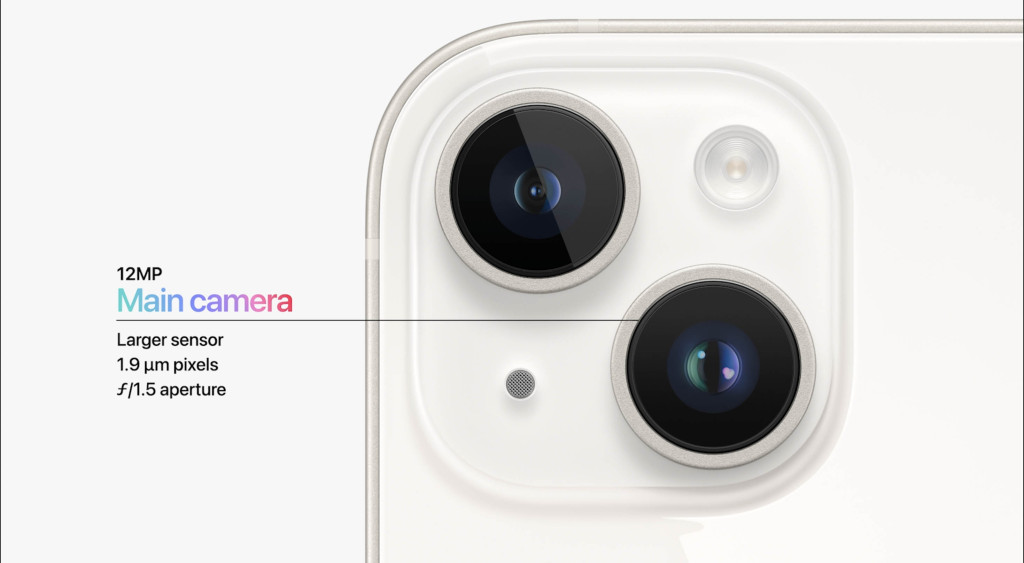 iPhone 14及iPhone 14 Plus改用Sensor更大的12MP廣角主鏡。