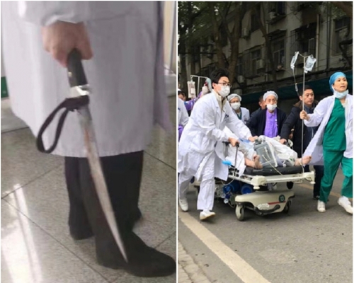 湖北武漢有醫生遭斬傷。網上圖片