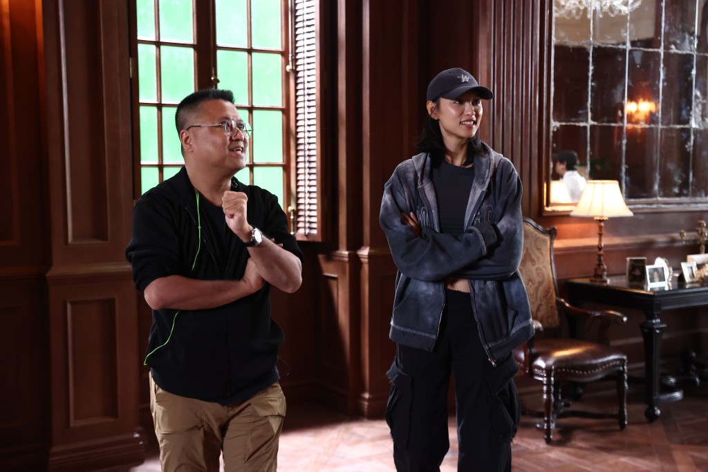 梁樂民、王丹妮在《寒戰1994》拍攝現場。