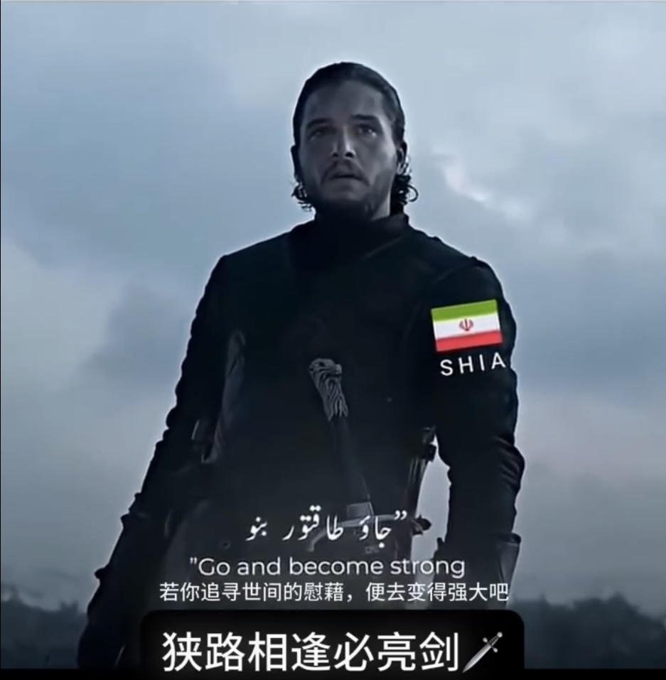 「狹路相逢必亮劍」。  伊朗駐華大使館微博