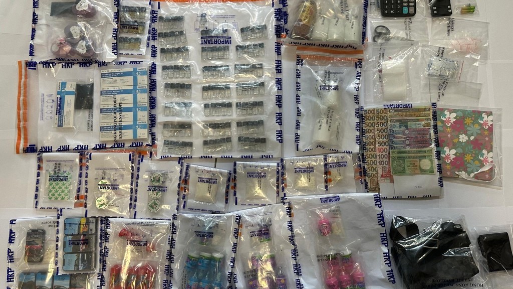 警破旺角毒品倉拘一男 檢多款毒品包括太空油。警方圖片