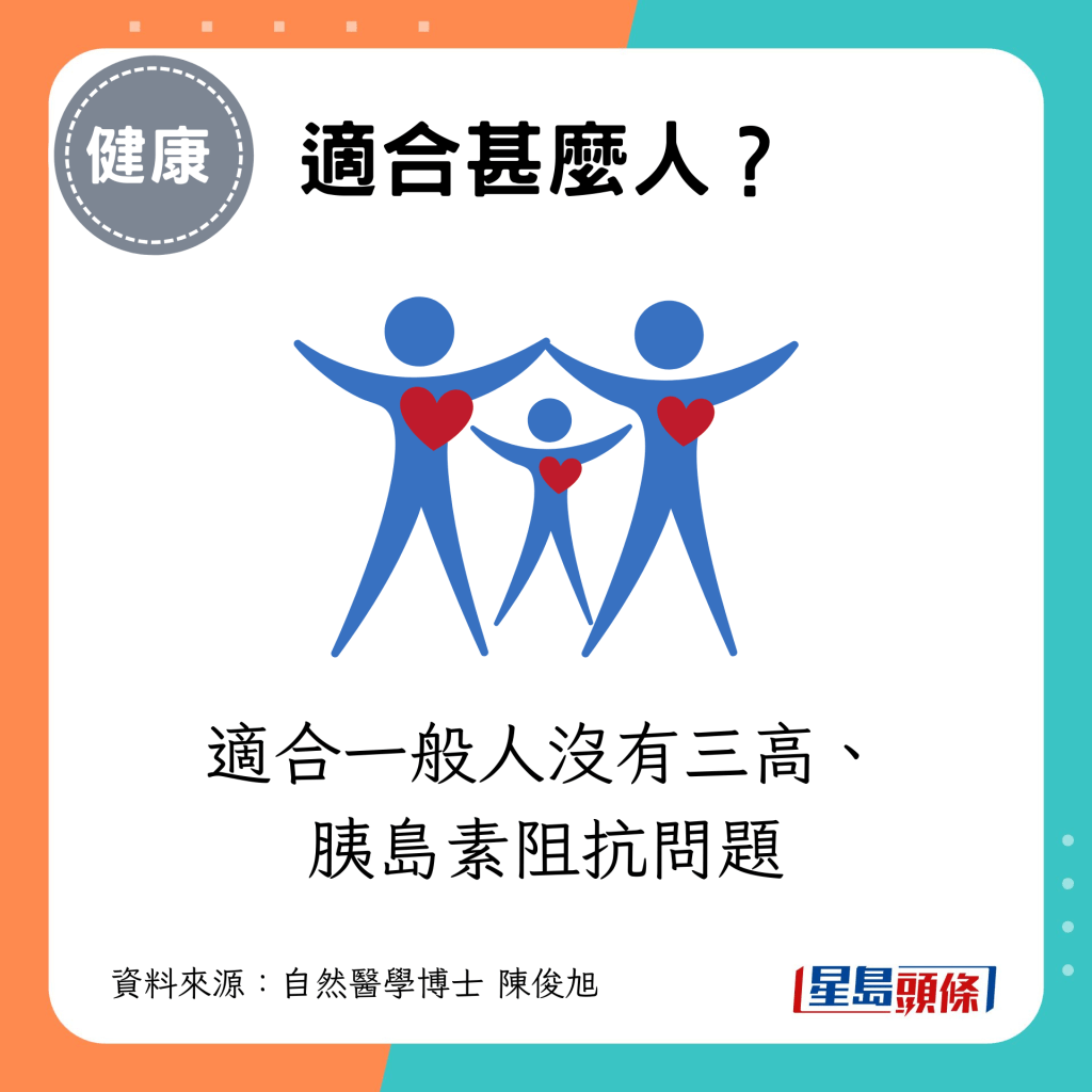 适合一般人没有三高、胰岛素阻抗问题