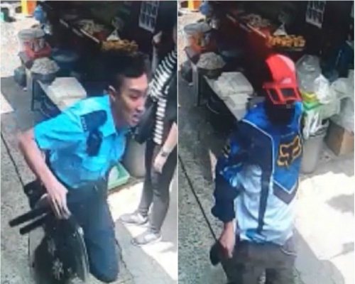 中環劫案警員追截疑犯。雲咸街排檔花店提供