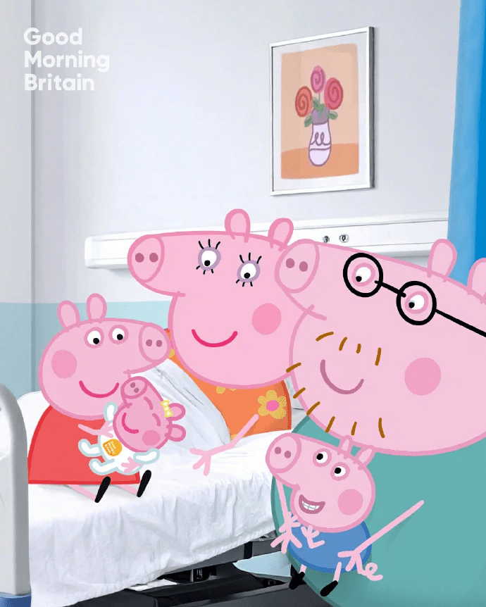 Peppa Pig媽媽於倫敦聖瑪麗醫院誕下Evie(圖片來源:YouTube@Good Morning Britain) Peppa Pig媽媽於倫敦聖瑪麗醫院誕下Evie(圖片來源:YouTube@Good Morning Britain)