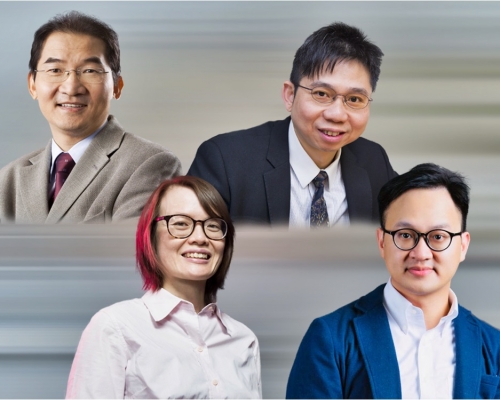 城大有4個新冠肺炎研究計劃成功獲得創新及科技基金資助。（左上起順時針方向）楊夢甦、梁國華、Steven Wang、陳紀行。城大圖片