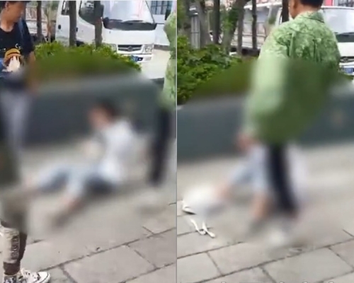 少女被多名男子包圍毆打。影片截圖