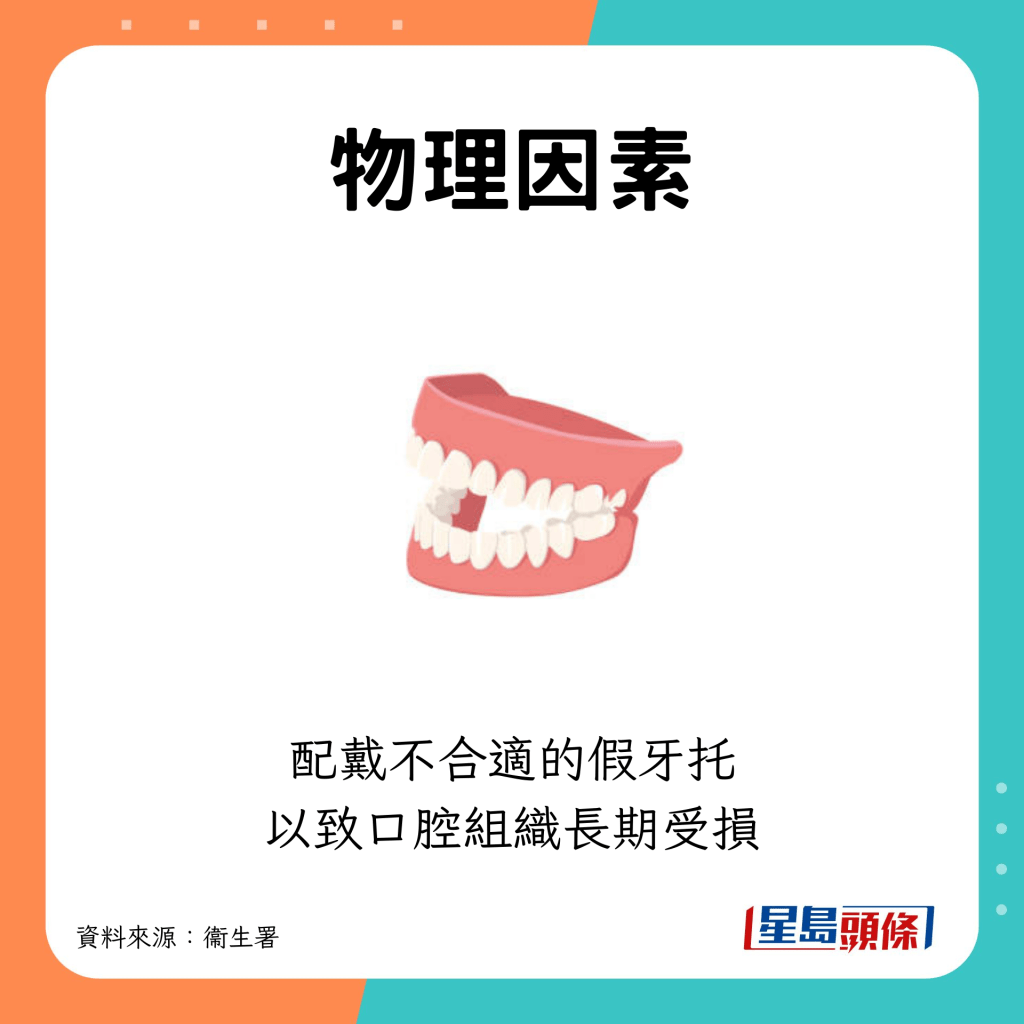 配戴不合適的假牙托以致口腔組織長期受損