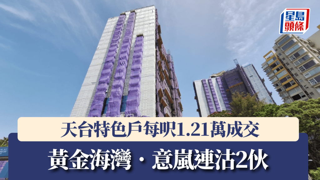 黃金海灣.意嵐連沽2伙,天台特色戶每呎1.21萬成交。