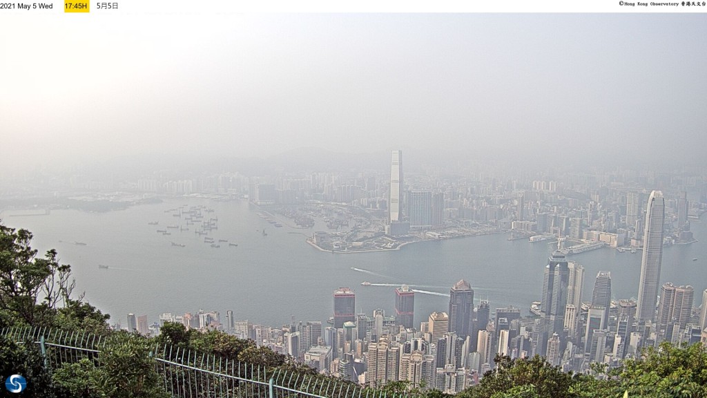 在太平山望向望向東北偏北面拍攝的天氣照片。天文台