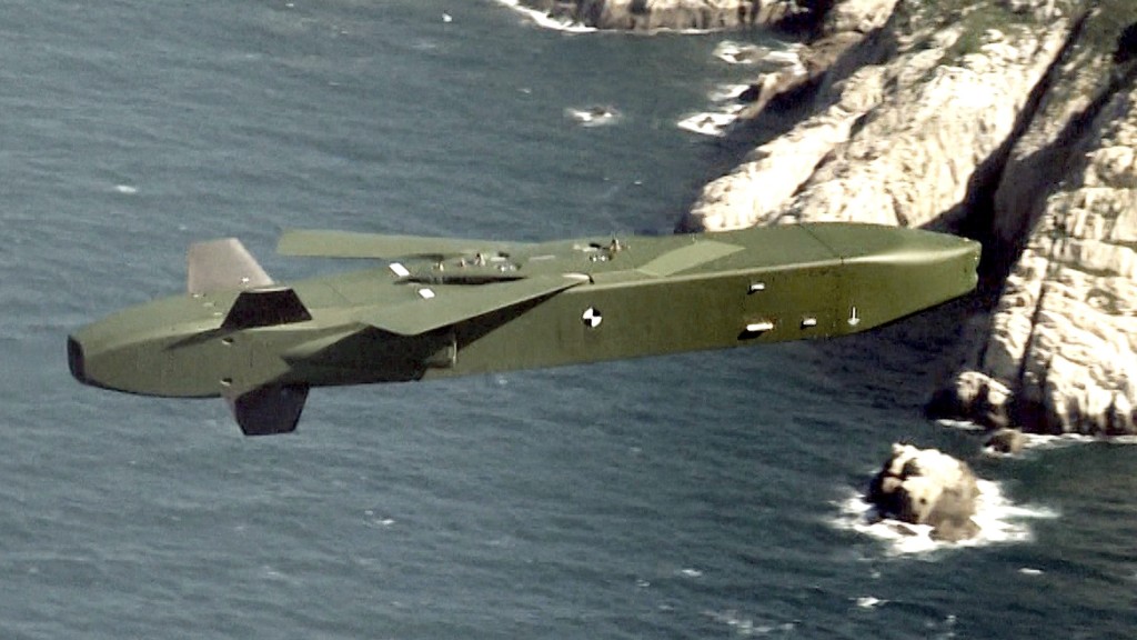 一枚金牛座导弹在南韩西海岸举行的一次演习中飞行。 美联社