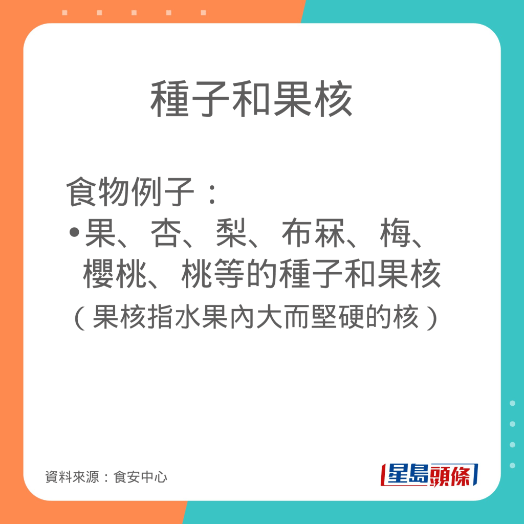 含天然毒素的蔬果：種子、果核