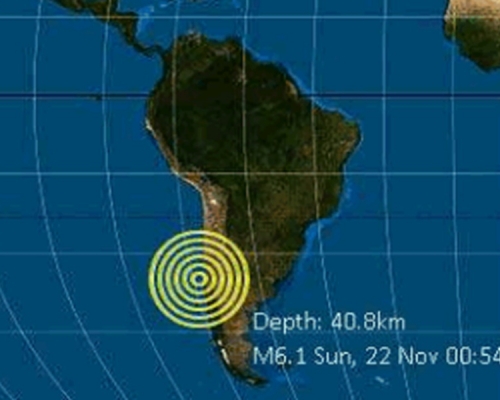地震在智利中部近海發生。網圖