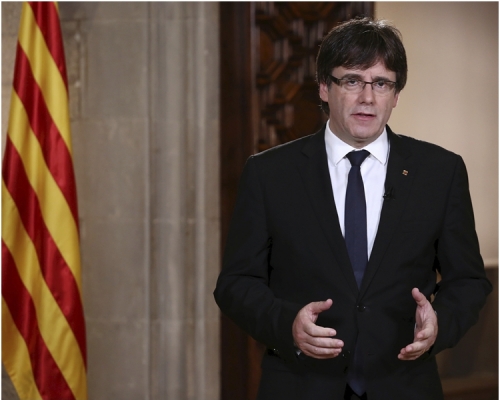 加泰隆尼亞自治區主席Carles Puigdemont,贊成透過調解找出化解危機方法。AP