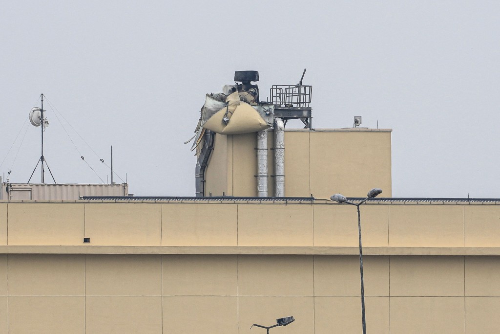 美国驻伊拉克大使馆上周六受到无人机袭击。法新社 美国驻伊拉克大使馆上周六受到无人机袭击。法新社