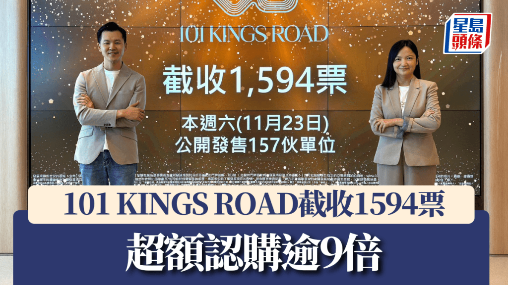 101 KINGS ROAD截收1594票,超額認購逾9倍。